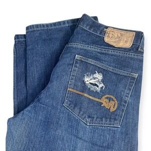 Mecca USA Vintage Baggy Jeans Mens 36x30 Dark Wash Wide Leg Streetwear 90s